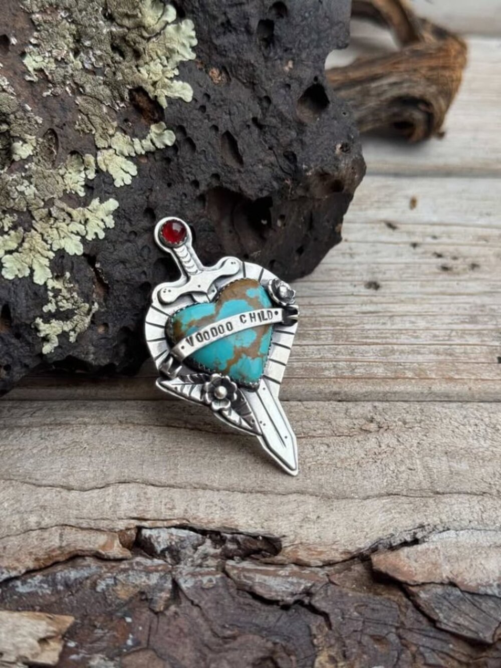 One-of-a-Kind Richard Schmidt Inspired  sterling turquoise garnet Statement Ring